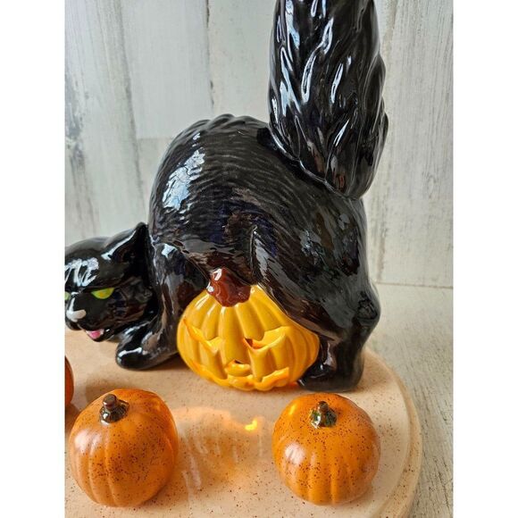 Vintage ceramic cat Halloween home decor pumpkin - Picture 4 of 9
